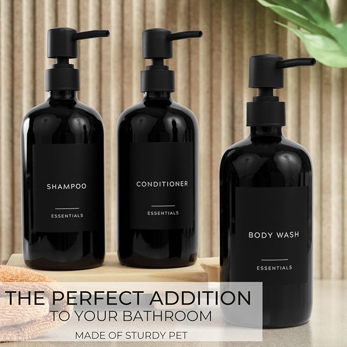 Stylish Shampoo and Conditioner Dispenser Set of 3 - Image 4