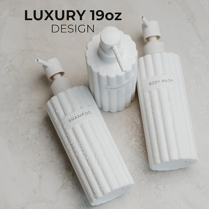 Stylish Shampoo and Conditioner Dispenser Set of 3 - Image 3