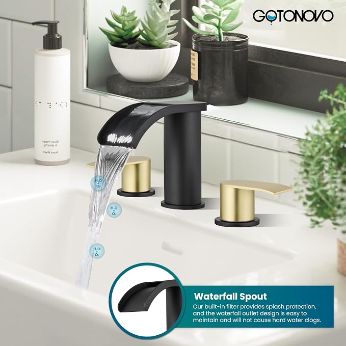 gotonovo Waterfall 8 inch Widespread Bathroom Faucet Set Bathroom Sink Faucet 3 - Image 9