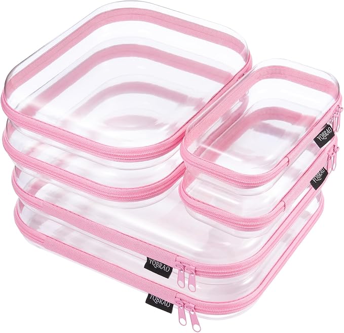 6 Pack Clear Hard Shell Zipper Case, See-Through Hard Plastic Organizer Pouches by Unknown