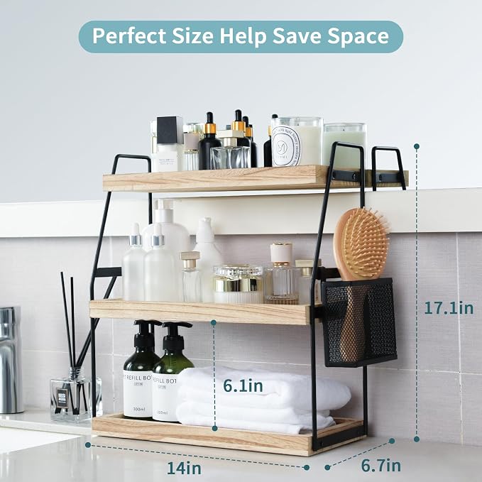 Bathroom Organizer Countertop, 3-Tier Standing Counter Shelf - Image 2