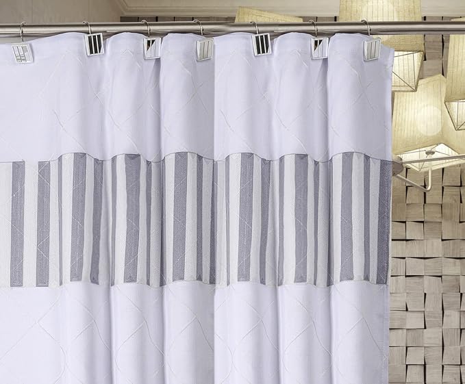 Creative Scents Quilted Mirror White Shower Curtain Hooks - Image 5