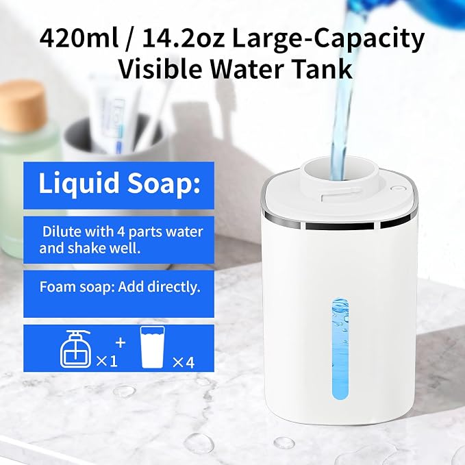 Automatic Foaming Soap Dispenser, Touchless Rechargeable Hand Soap Dispenser - Image 5