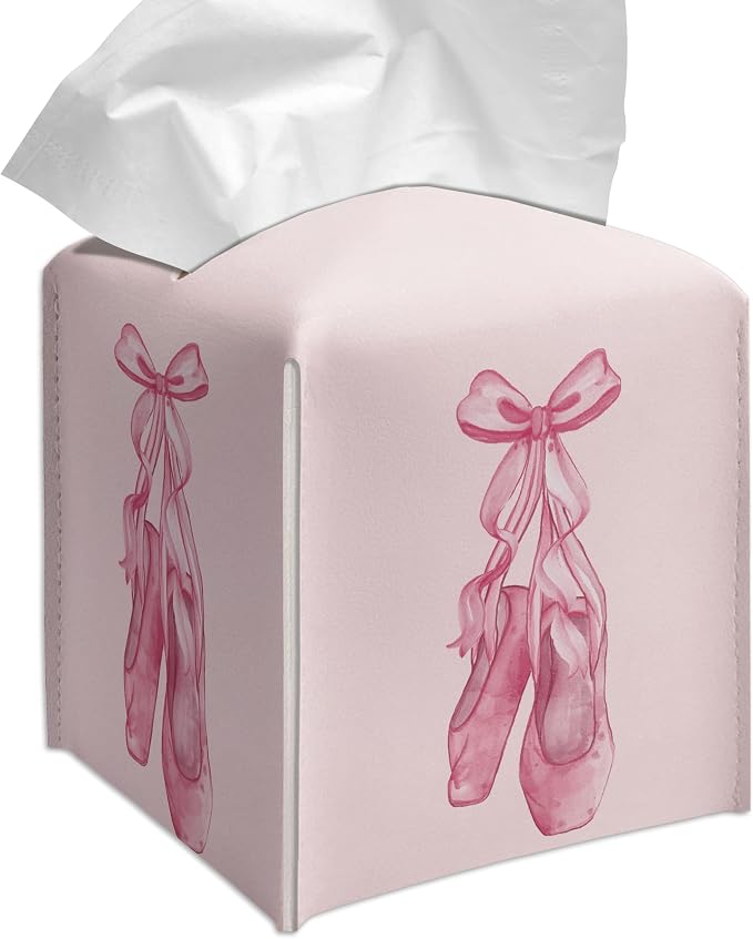 Grace Yonks Cute Pink Ballet Shoes Tissue Box Cover Square, Cube Case by Grace+Yonks