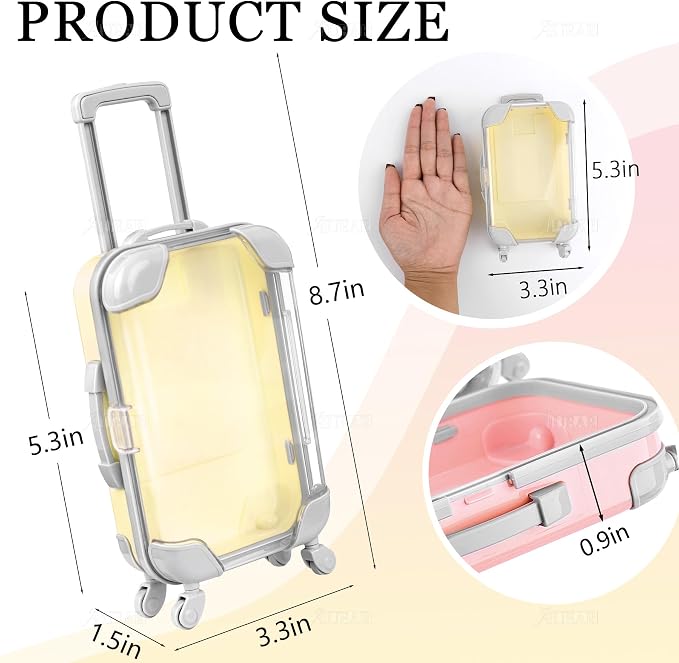 AUEAR, 2 Pack Mini Empty Luggage Storage Box Clear Suitcase Packaging Case - Image 3