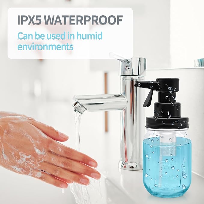 12oz Automatic Touch Sensor Liquid Glass Soap Dispenser, Hands-Free Mason Jar - Image 7