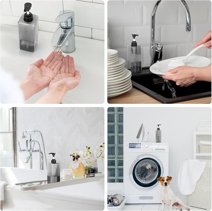 Suream 3 Packs Shampoo Dispenser, 27oz/800ml Square Plastic Shower Bottles - Image 6