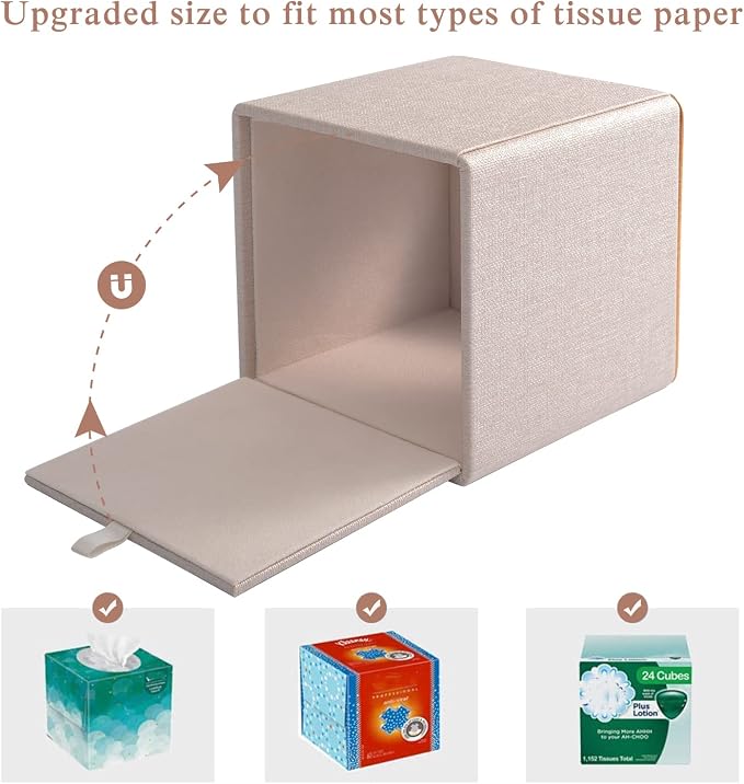 Tissue Box Cover Square Tissue Box Holder PU Leather Facial Organizer - Image 4