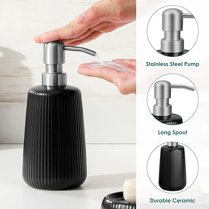 vancasso Ceramic Bathroom Accessories Set 4 Piece, Soap Dispenser - Image 3