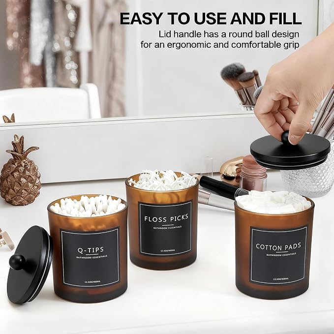 3 Pack Qtip Holder Bathroom Set, Cotton Ball Swab Pad Holder Cotton Round Floss - Image 6