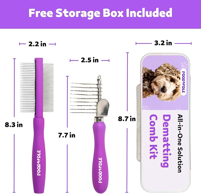 Pain-Free Dematting Comb Kit for Dogs & Cats, Dematting Rake & Detangling - Image 6