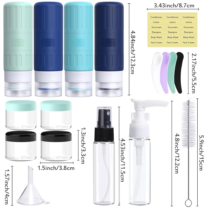 GLAMFIELDS Travel Bottles for Toiletries, TSA Approved 3.3oz Size LeakProof - Image 2