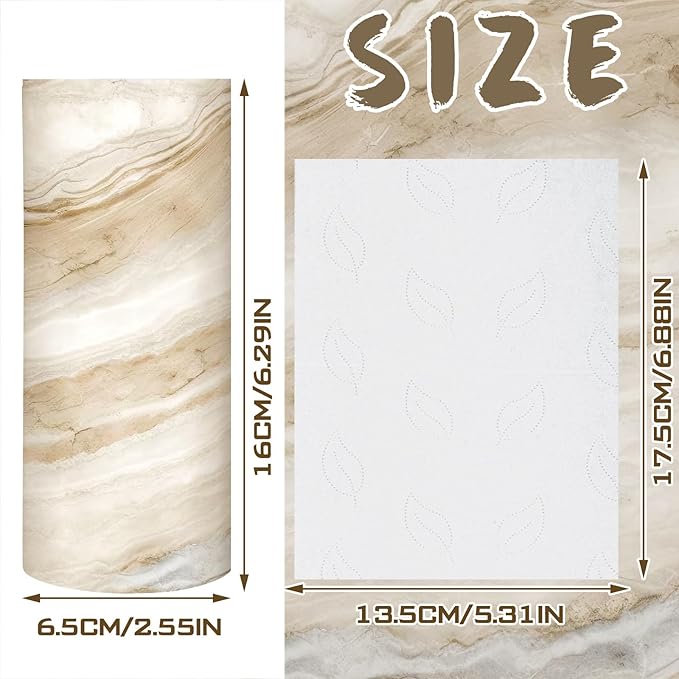 Geyoga 4 Pack Car Tissue Holder Marble Print Car Tissues Cylinder Round Paper - Image 2