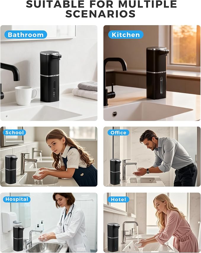 2 Pack Automatic Liquid Soap Dispenser, 13.5oz/400mL, USB Rechargeable - Image 8