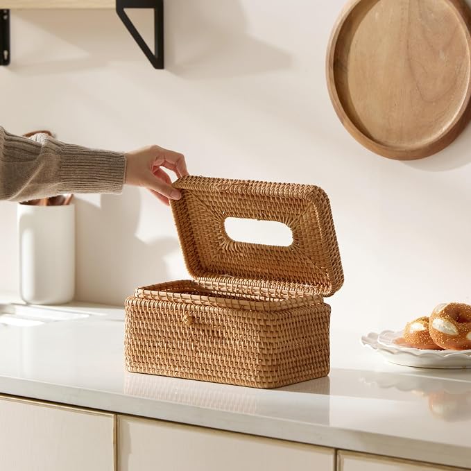 Rattan Rectangular Tissue Box Cover, 10.8" x 6.7" x 5.5", Decorative Woven - Image 5