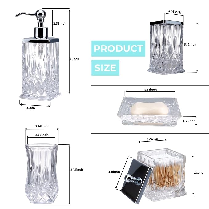 Bathroom Accessories Set, Complete Lotion Soap Dispenser, Toothbrush Holder - Image 3