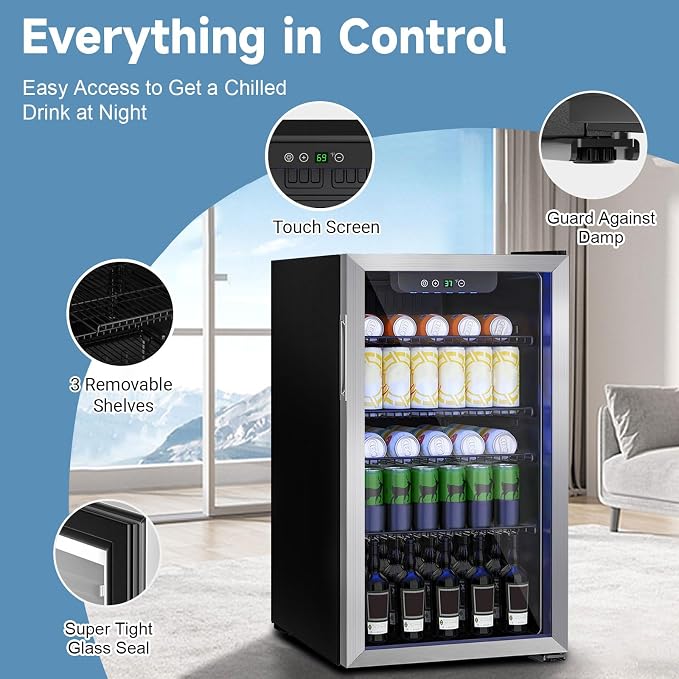 3.1 Cubic Feet/110 Can Beverage Refrigerator, 17 Inch Fridge - Image 2