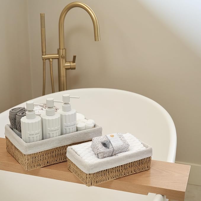 Beautiful Toilet Paper Storage Basket Set of 2 – Decorative Wicker Bathroom - Image 2