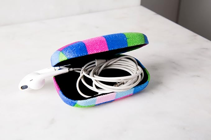 Kikkerland Multi Color Plaid Print Small Travel Portable Compact Organizer Case - Image 5