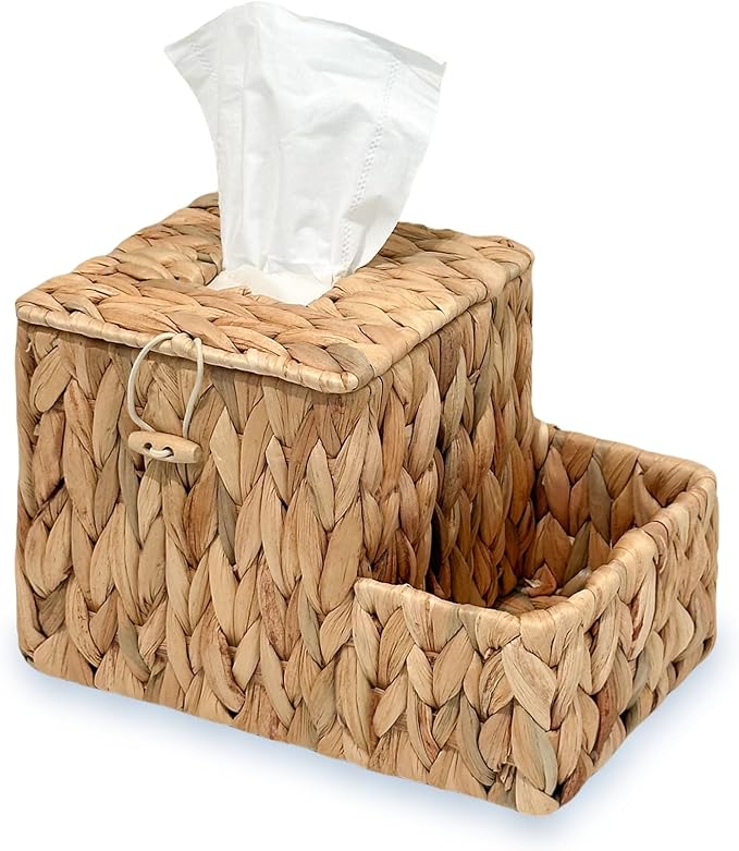 PINXIURY Water Hyacinth Tissue Box Cover Square, Tissue Box Holder, Tissue Box by PINXIURY