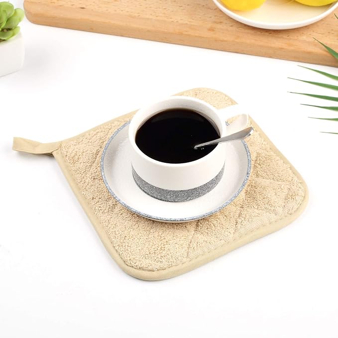 100% Cotton Kitchen Everyday Basic Terry Pot Holder Heat Resistant Coaster - Image 7