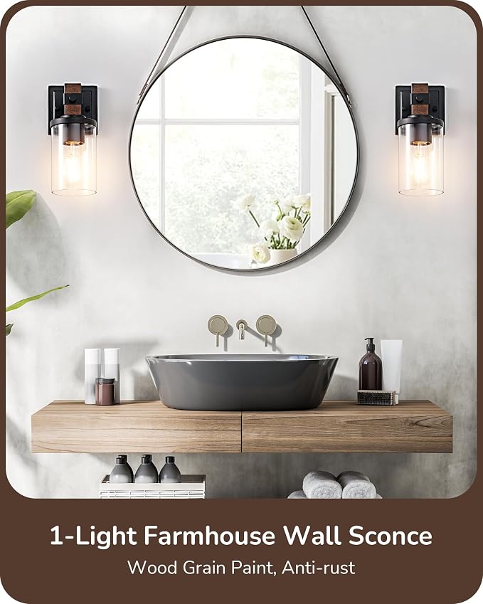 EDISHINE Wall Sconces Set of 2, Farmhouse Vanity Lights Fixtures - Image 4