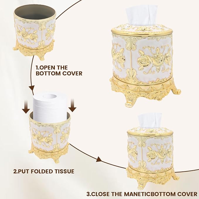 Geesatis Tissue Box Cover, Cylindrical Tissue Box Holder, Napkin Facial Tissues - Image 3