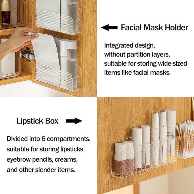 MORNITE Bathroom Medicine Cabinet Organizer Set, Small Narrow Compact Shelves - Image 2