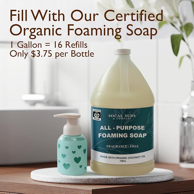 SoCal Suds & Company Foaming Hand Soap Dispenser Glass, Liquid Soap Pump - Image 2