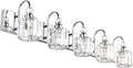 Ralbay Modern LED Crystal Bathroom Vanity Lights 5-Lights Stainless Steel by RalbayLighting