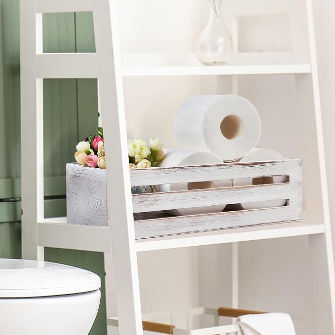 LotFancy Bathroom Decor Box, 2 Pack Wooden Toilet Paper Holder, Farmhouse - Image 9