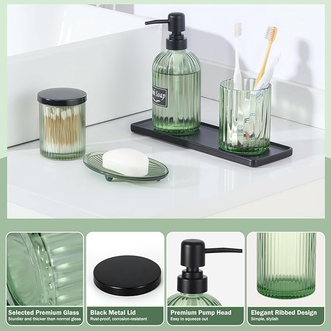 Shinowa Bathroom Accessories Set, Toothbrush Holder, Q-Tips Holder, Soap Dish - Image 4