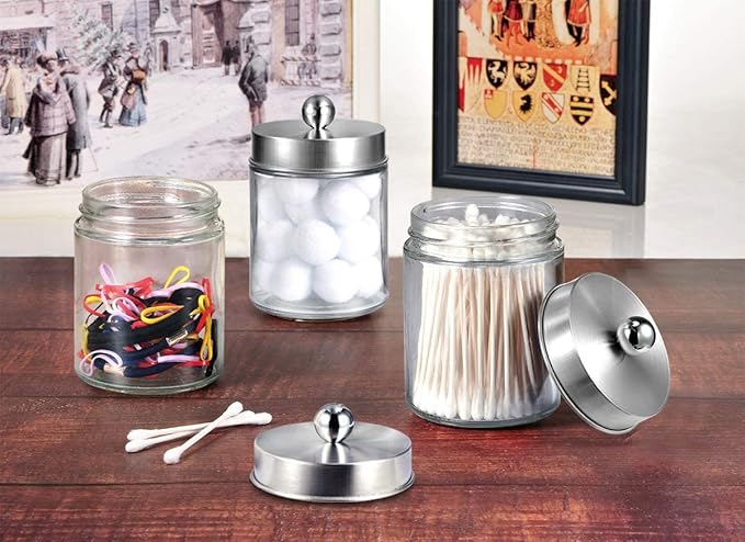 Amolliar Apothecary Jars Bathroom Vanity Organizer -Countertop Canister Jar - Image 4