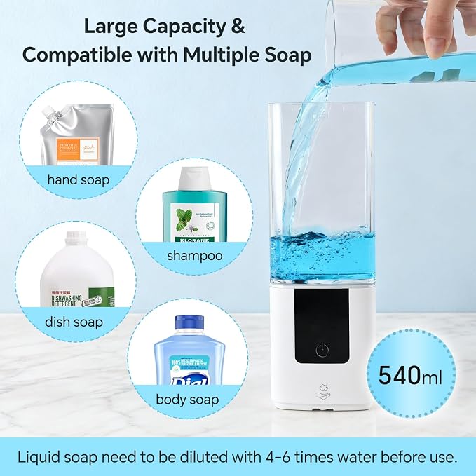 LAOPAO Soap Dispenser, Automatic Soap Dispenser Wall Mount Rechargeable Foaming - Image 3