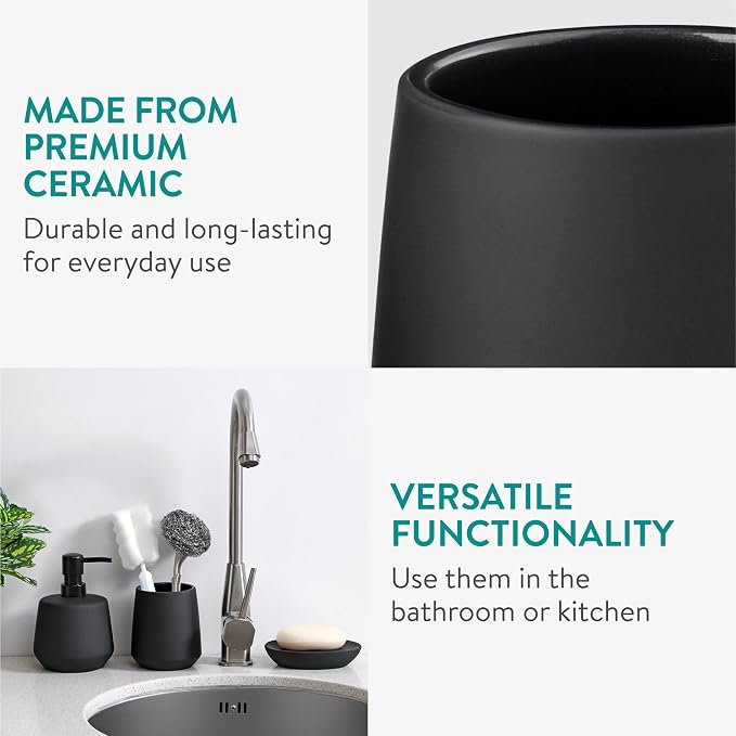 Navaris Ceramic Bathroom Sink Accessories Set - Image 3