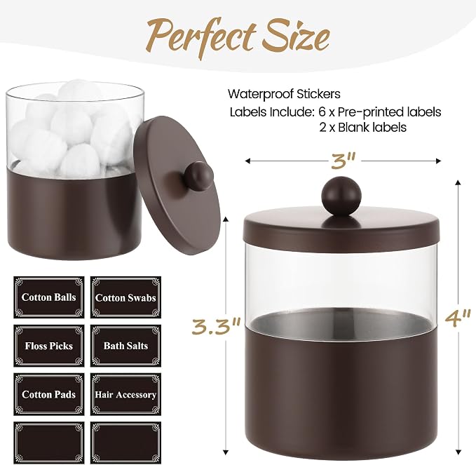 Gaussra Chocolate Brown Qtip Holder, Bathroom Jar - Image 3