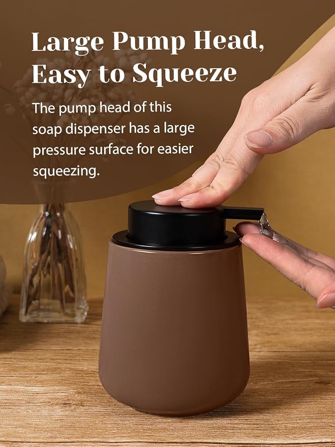 INGOFIN Ceramic Lotion Dispenser - 12 oz Hand Soap Dispenser Bathroom - Image 4
