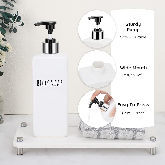 Segbeauty Plastic Shampoo and Conditioner Bottles, 16.9oz Empty Square Body - Image 2