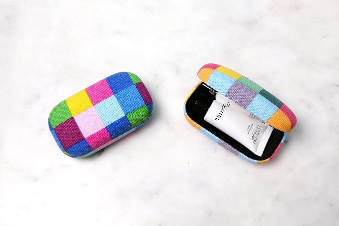 Kikkerland Multi Color Plaid Print Small Travel Portable Compact Organizer Case - Image 7