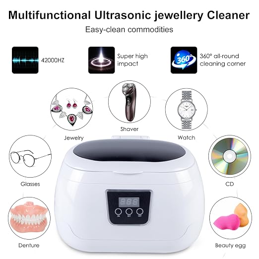 Ultrasonic Jewellery Cleaner, 600ml Sonic Jewellery Bath Machine - Image 3