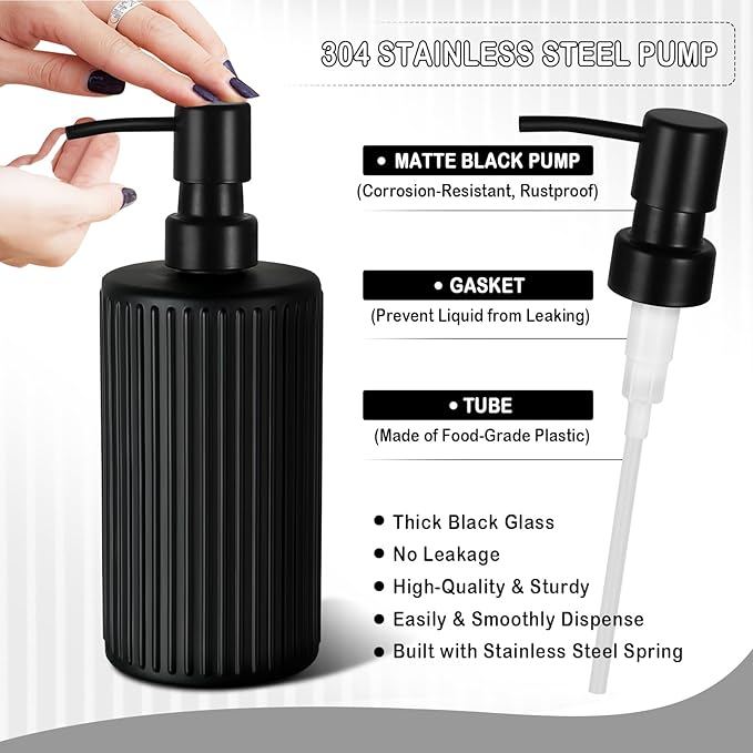 Matte Black Bathroom Accessories Set, Soap Dispenser, Toothbrush Holder - Image 3