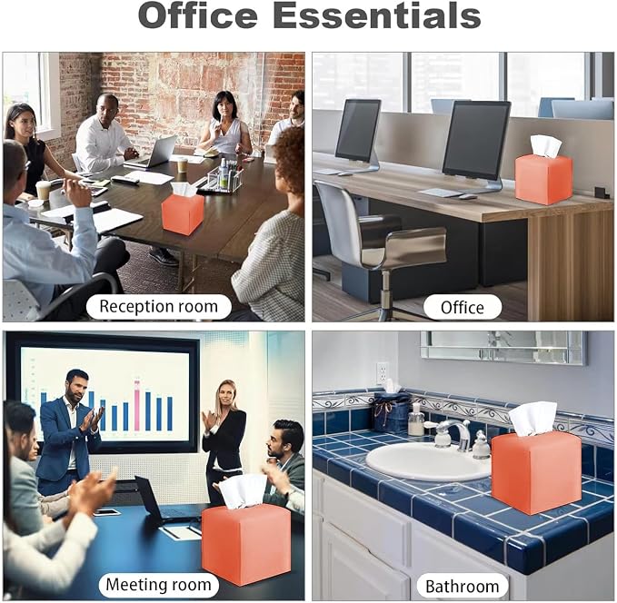 2 Pack, VIVIDLY Tissue Box Cover Holder, Square Modern PU Leather Tissue Box - Image 7