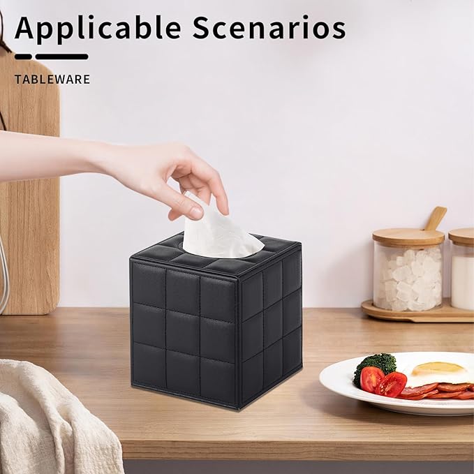 Modern Tissue Box Holder Square, Napkin Holder Pumping Paper Case Dispenser - Image 2