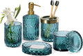 EMPO 6PCS Bathroom Clear Glass Accessories Set, Contemporary Modern Decor by EMPO