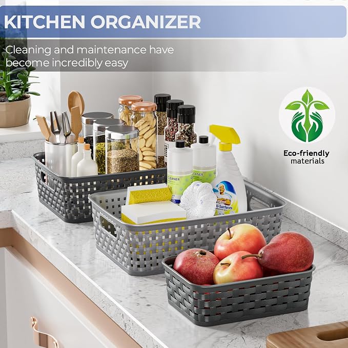 6 Pack Plastic Storage Baskets, Small Baskets - Image 2