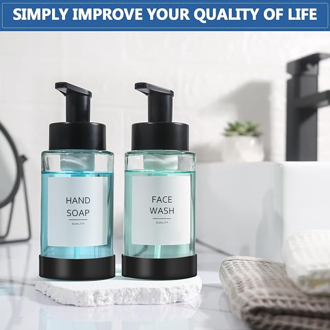 Foaming Soap Dispenser, 10 oz/300ml Foaming Hand Soap Dispenser, 2 Pack Glass - Image 2