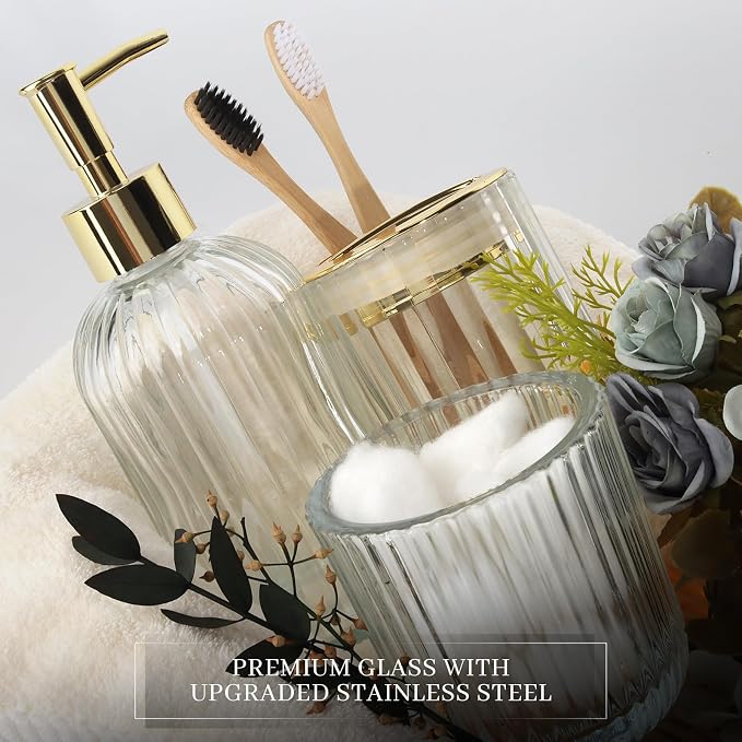 Designer Clear Glass Bathroom Accessories Sets - Image 8