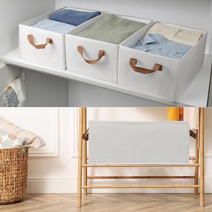 Pack of 3 Large Capacity Storage Bins Closet Organizer System, Sturdy Foldable - Image 6