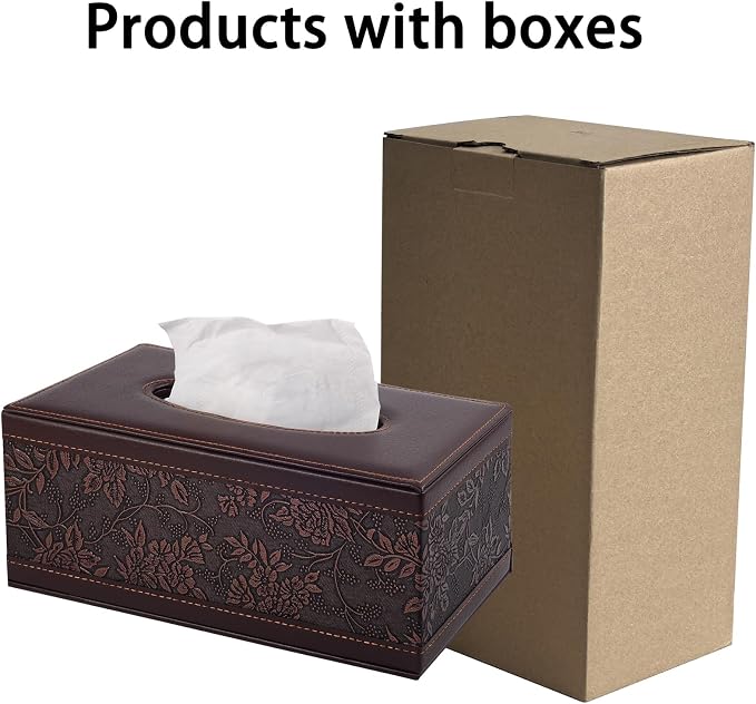 PU Leather Tissue Box Cover Tissue Box Holder Rectangle Tissues Organizer - Image 7