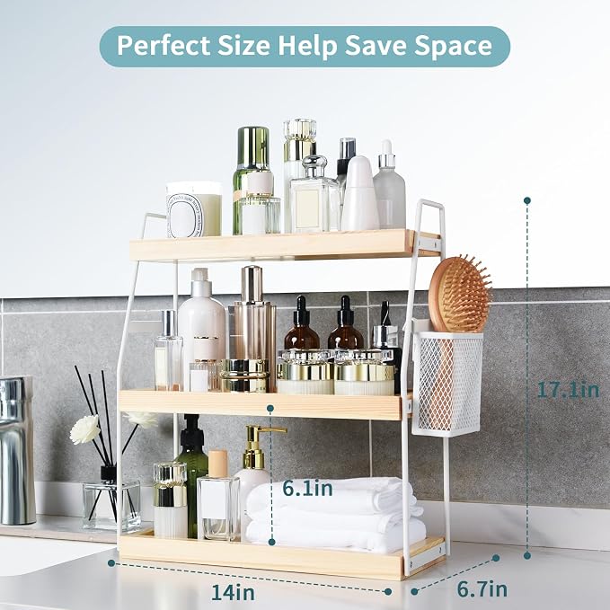 Bathroom Counter Organizer, 3-Tier Standing Storage Shelf - Image 2